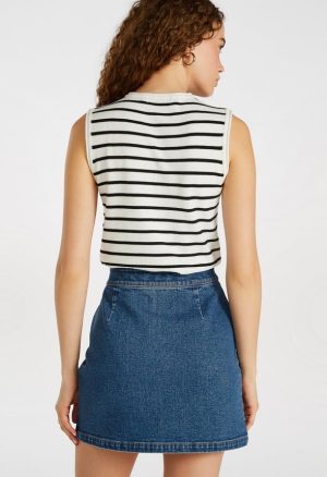 Denim Button Mini A-Line Skirt