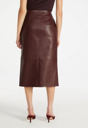 Faux Leather Utility Midi Skirt