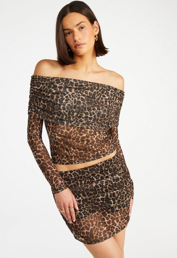 Mesh Ruched Mini Skirt