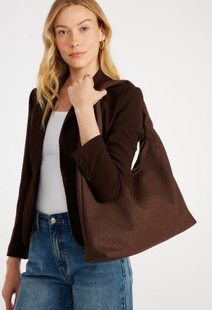 Woven Faux Suede Hobo Bag