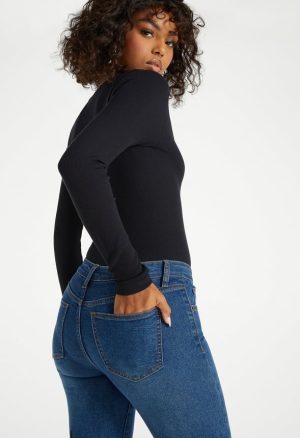Mid Rise Pintuck Ankle Skinny Jeans