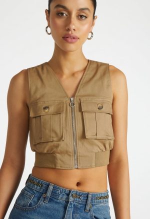 Utility Cropped Cargo Vest