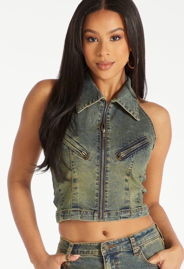Denim Halter Vest